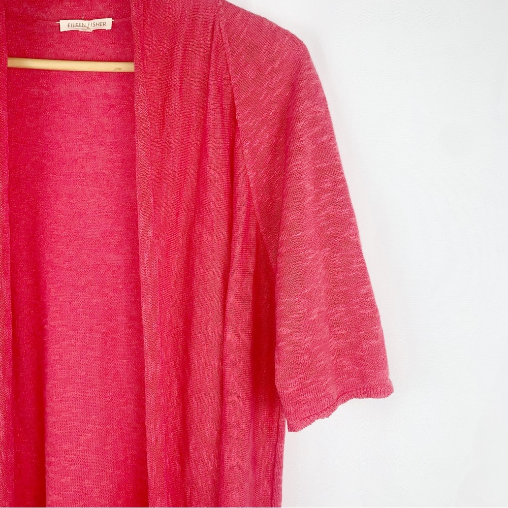 Eileen Fisher Slub Knit Linen Cotton Open Front Cardigan - Picture 2 of 7